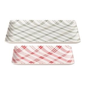 Hearth & Hand 2023 Holiday Collection Plaid Melamine 2 Piece Serving Tray Set
